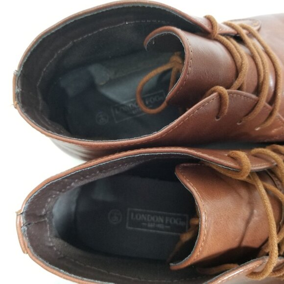 London Fog Womens Ankle Chelsea Boots Shoes 9.50M Brown Lace Up Round Toe - Picture 7 of 14